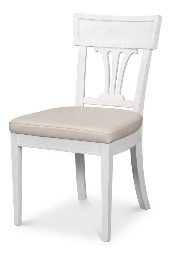 Sarreid Bondi Bungalow Dining Chair Set Of 2 - Stylish Beechwood Frame With Napa Off White Leather Upholstery White  53631-b