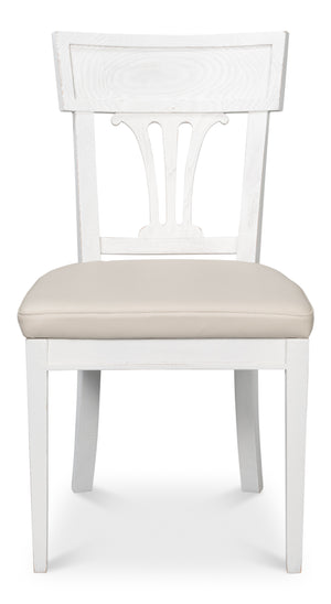 Sarreid Bondi Bungalow Dining Chair Set Of 2 - Stylish Beechwood Frame With Napa Off White Leather Upholstery White  53631-b