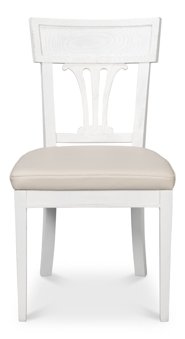 Sarreid Bondi Bungalow Dining Chair Set Of 2 - Stylish Beechwood Frame With Napa Off White Leather Upholstery White  53631-b