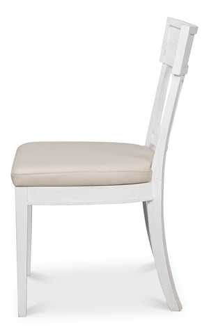 Sarreid Bondi Bungalow Dining Chair Set Of 2 - Stylish Beechwood Frame With Napa Off White Leather Upholstery White  53631-b
