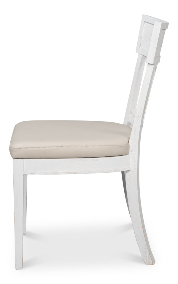Sarreid Bondi Bungalow Dining Chair Set Of 2 - Stylish Beechwood Frame With Napa Off White Leather Upholstery White  53631-b