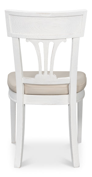 Sarreid Bondi Bungalow Dining Chair Set Of 2 - Stylish Beechwood Frame With Napa Off White Leather Upholstery White  53631-b