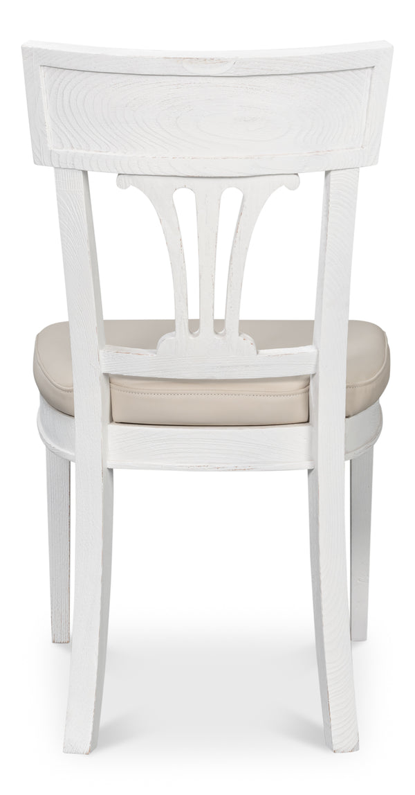 Sarreid Bondi Bungalow Dining Chair Set Of 2 - Stylish Beechwood Frame With Napa Off White Leather Upholstery White  53631-b
