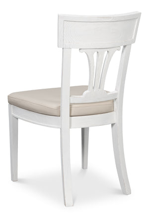 Sarreid Bondi Bungalow Dining Chair Set Of 2 - Stylish Beechwood Frame With Napa Off White Leather Upholstery White  53631-b