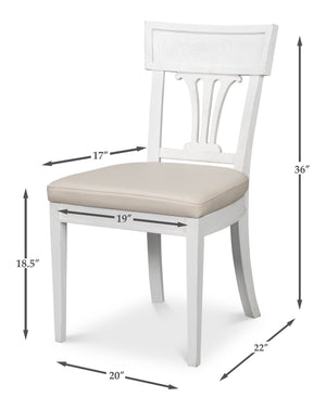 Sarreid Bondi Bungalow Dining Chair Set Of 2 - Stylish Beechwood Frame With Napa Off White Leather Upholstery White  53631-b