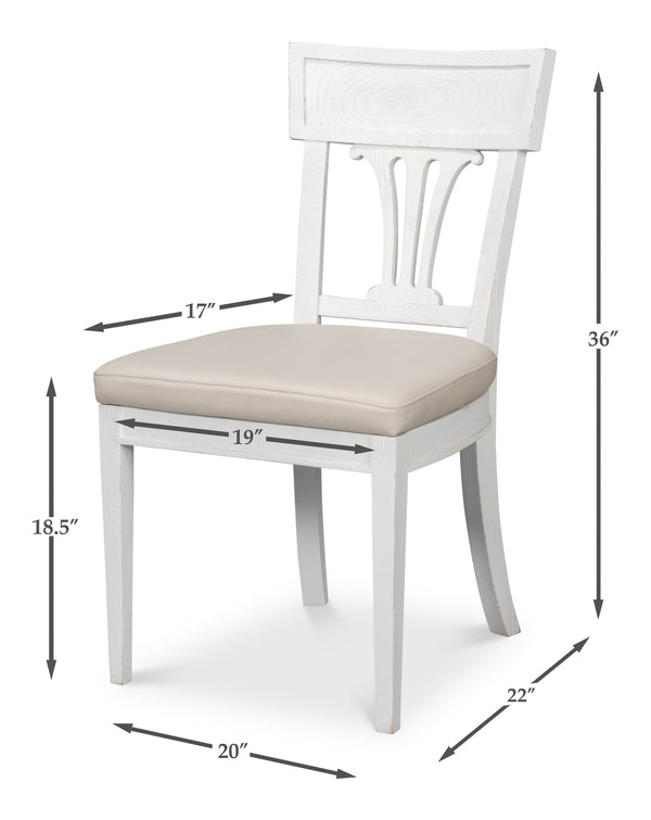 Sarreid Bondi Bungalow Dining Chair Set Of 2 - Stylish Beechwood Frame With Napa Off White Leather Upholstery White  53631-b