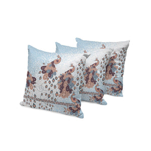HomeRoots Set of Three Vibrant 16" X 16" Blue & Brown Peacock Print Throw Pillows for Indoor & Outdoor Use 536311