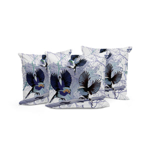 Homeroots Set Of Three 16" X 16" Black And White Bird Blown Seam Eclectic Indoor Outdoor Throw Pillow  Polyester 536313