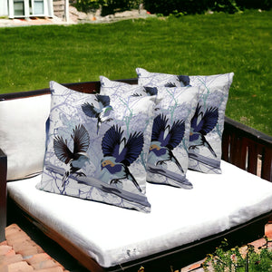 Homeroots Set Of Three 16" X 16" Black And White Bird Blown Seam Eclectic Indoor Outdoor Throw Pillow  Polyester 536313