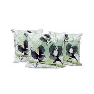 HomeRoots Set of Three 16" Green & White Bird Print Throw Pillows for Indoor & Outdoor Comfort & Style 536314