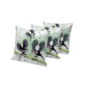 HomeRoots Set of Three 16" Green & White Bird Print Throw Pillows for Indoor & Outdoor Comfort & Style 536314