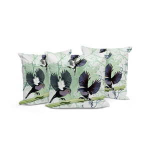 HomeRoots Set of Three 16" Green & White Bird Print Throw Pillows for Indoor & Outdoor Comfort & Style 536314
