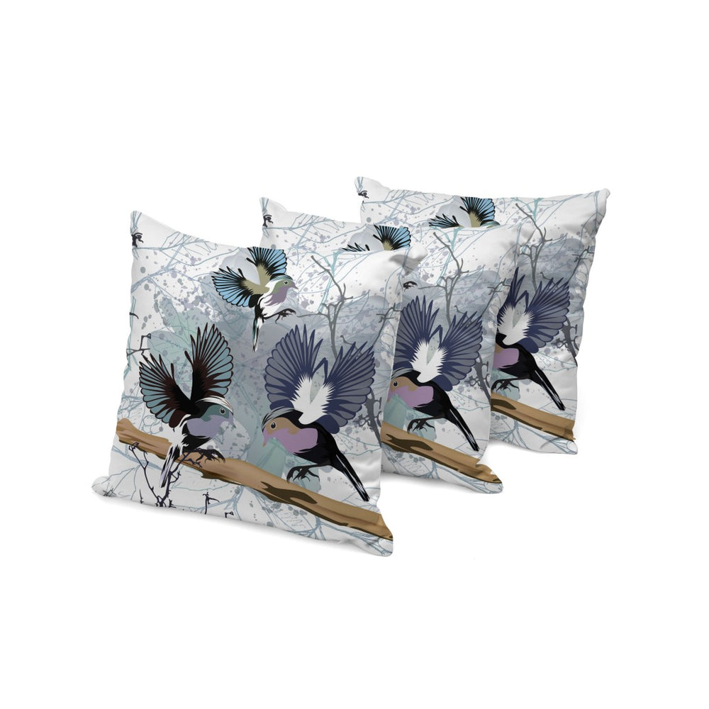 HomeRoots Set of Three 16" Black, Gray & White Bird Blown-Seam Throw Pillows – Stylish Comfort for Any Space 536315