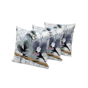 HomeRoots Set of Three 16" Black, Gray & White Bird Blown-Seam Throw Pillows – Stylish Comfort for Any Space 536315