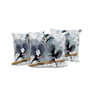 HomeRoots Set of Three 16" Black, Gray & White Bird Blown-Seam Throw Pillows – Stylish Comfort for Any Space 536315
