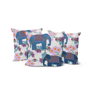 HomeRoots Set of Three 16" Elephant Throw Pillows in Blue & Gray – Stylish, Durable Indoor/Outdoor Cushions 536328