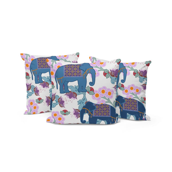 HomeRoots Set of Three 16" Elephant Throw Pillows in Blue & Gray – Stylish, Durable Indoor/Outdoor Cushions 536328