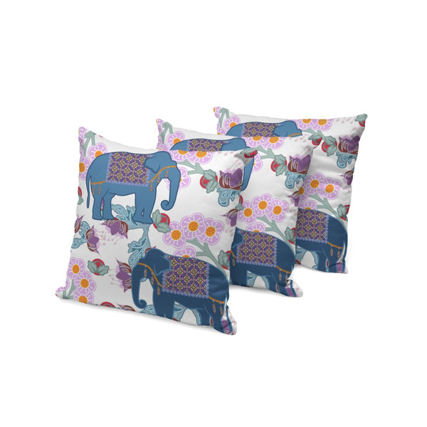 HomeRoots Set of Three 16" Elephant Throw Pillows in Blue & Gray – Stylish, Durable Indoor/Outdoor Cushions 536328