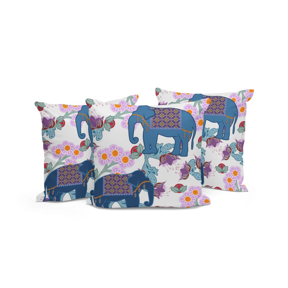 HomeRoots Set of Three 16" Elephant Throw Pillows in Blue & Gray – Stylish, Durable Indoor/Outdoor Cushions 536328
