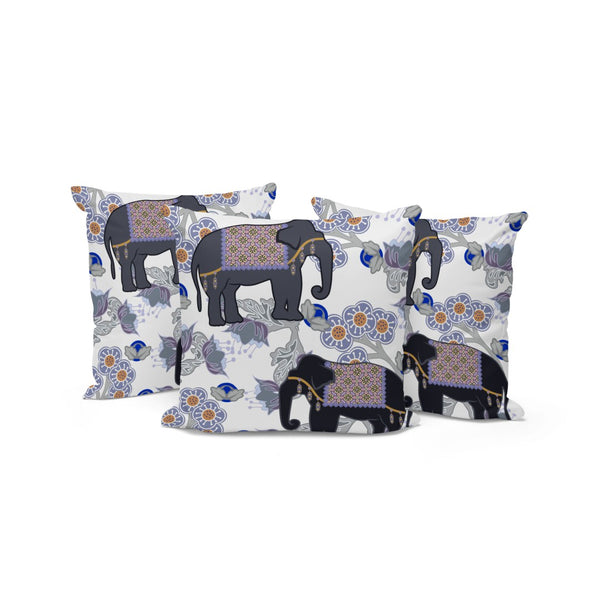HomeRoots Set of Three 16" Black and Gray Elephant Floral Throw Pillows for Indoor/Outdoor Decor Charm 536332