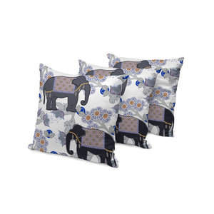 HomeRoots Set of Three 16" Black and Gray Elephant Floral Throw Pillows for Indoor/Outdoor Decor Charm 536332