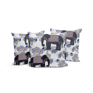 HomeRoots Set of Three 16" Black and Gray Elephant Floral Throw Pillows for Indoor/Outdoor Decor Charm 536332