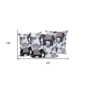 HomeRoots Set of Three 16" Black and Gray Elephant Floral Throw Pillows for Indoor/Outdoor Decor Charm 536332