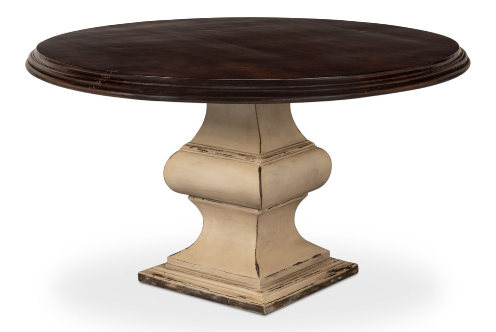Sarreid Elias Dining Table - Elegant Cream & Brown Mango Wood Design For Stylish Dining Experiences Brown  53634