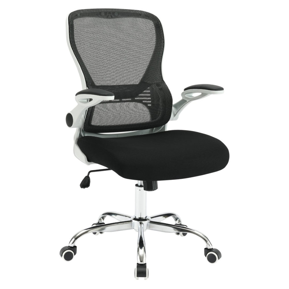 OSP Home Furnishings Mesh Back Ergonomic Office Chair with Lumbar Support Flip up Arms and Foam Seat Cushion White EMW96809C-3