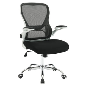 OSP Home Furnishings Mesh Back Ergonomic Office Chair with Lumbar Support Flip up Arms and Foam Seat Cushion White EMW96809C-3