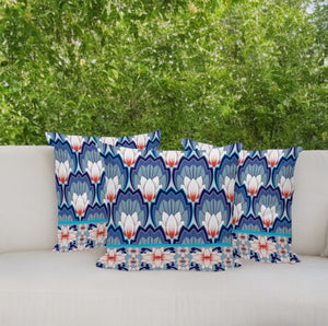 HomeRoots Set of Three 16" Blue and Orange Botanical Throw Pillows with Plush Inserts for Indoor & Outdoor Use 536348