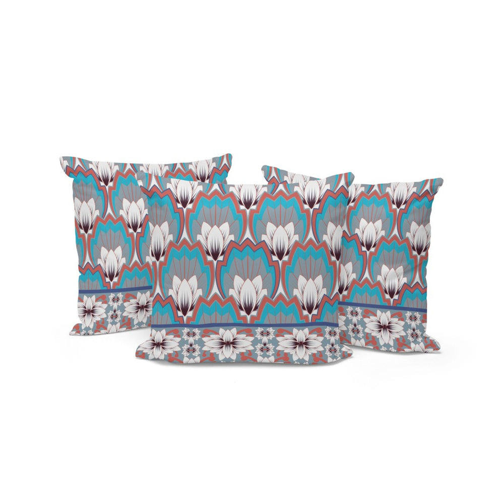 HomeRoots Set of Three 16" Gray and Orange Botanical Throw Pillows for Indoor/Outdoor Comfort and Style 536350