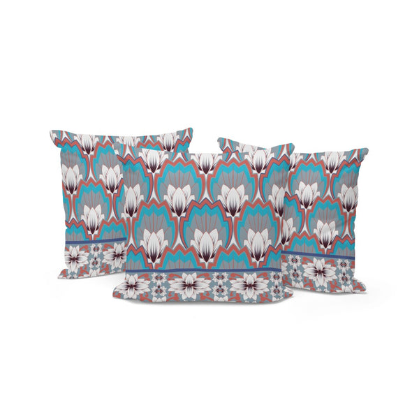 HomeRoots Set of Three 16" Gray and Orange Botanical Throw Pillows for Indoor/Outdoor Comfort and Style 536350