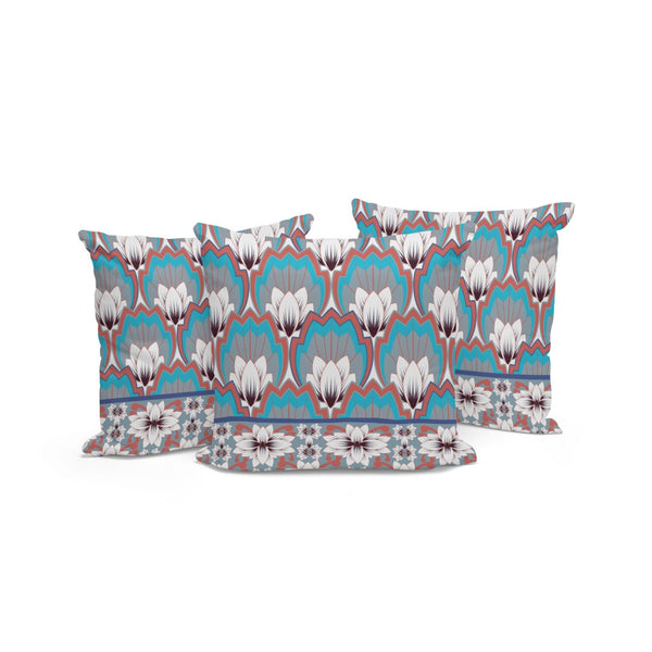 HomeRoots Set of Three 16" Gray and Orange Botanical Throw Pillows for Indoor/Outdoor Comfort and Style 536350