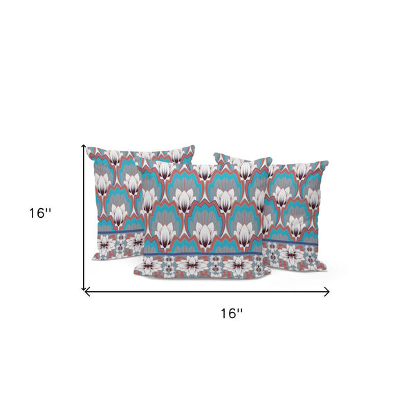 HomeRoots Set of Three 16" Gray and Orange Botanical Throw Pillows for Indoor/Outdoor Comfort and Style 536350