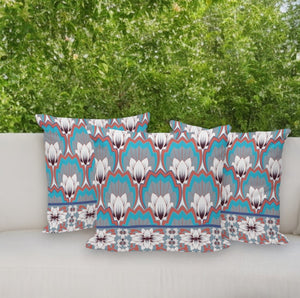 HomeRoots Set of Three 16" Gray and Orange Botanical Throw Pillows for Indoor/Outdoor Comfort and Style 536350