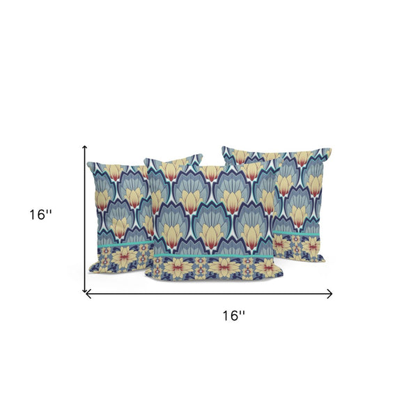HomeRoots Set of Three 16" Gray and Yellow Botanical Throw Pillows for Indoor Outdoor Style and Comfort 536351