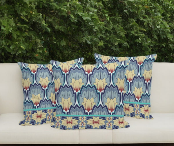 HomeRoots Set of Three 16" Gray and Yellow Botanical Throw Pillows for Indoor Outdoor Style and Comfort 536351
