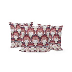 HomeRoots Set of Three 16" Red and White Botanical Throw Pillows for Stylish Indoor and Outdoor Decor 536352