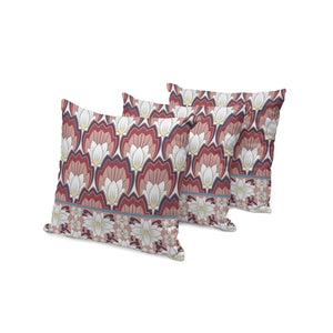 HomeRoots Set of Three 16" Red and White Botanical Throw Pillows for Stylish Indoor and Outdoor Decor 536352