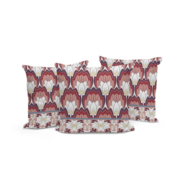 HomeRoots Set of Three 16" Red and White Botanical Throw Pillows for Stylish Indoor and Outdoor Decor 536352