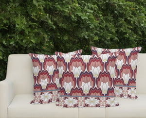 HomeRoots Set of Three 16" Red and White Botanical Throw Pillows for Stylish Indoor and Outdoor Decor 536352