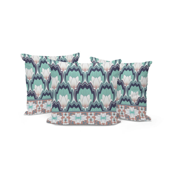 HomeRoots Set of Three 16" Green and White Botanical Throw Pillows for Cozy Indoor or Outdoor Style 536353