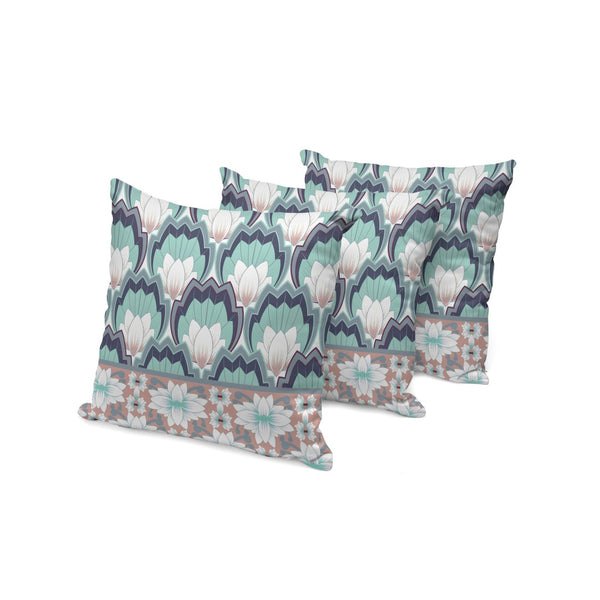 HomeRoots Set of Three 16" Green and White Botanical Throw Pillows for Cozy Indoor or Outdoor Style 536353