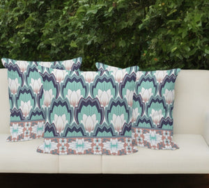HomeRoots Set of Three 16" Green and White Botanical Throw Pillows for Cozy Indoor or Outdoor Style 536353