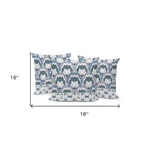 Homeroots Set Of Three 16" Gray And White Botanical Indoor Outdoor Throw Pillow Cover And Insert  Polyester 536354