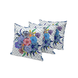 Homeroots Set Of Three 16" Blue And White Botanical Indoor Outdoor Throw Pillow Cover And Insert  Polyester 536372