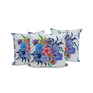 Homeroots Set Of Three 16" Blue And White Botanical Indoor Outdoor Throw Pillow Cover And Insert  Polyester 536372