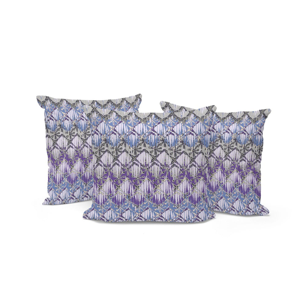 HomeRoots Set of Three 16" Gray & Purple Geometric Throw Pillows - Indoor/Outdoor Comfort & Style 536382