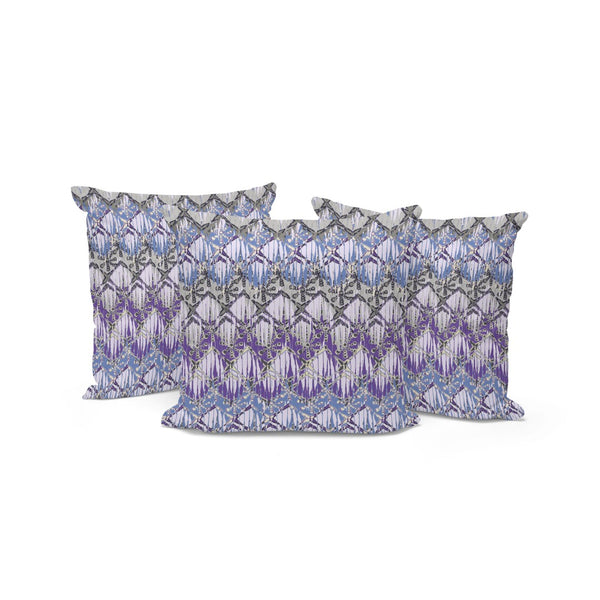 HomeRoots Set of Three 16" Gray & Purple Geometric Throw Pillows - Indoor/Outdoor Comfort & Style 536382